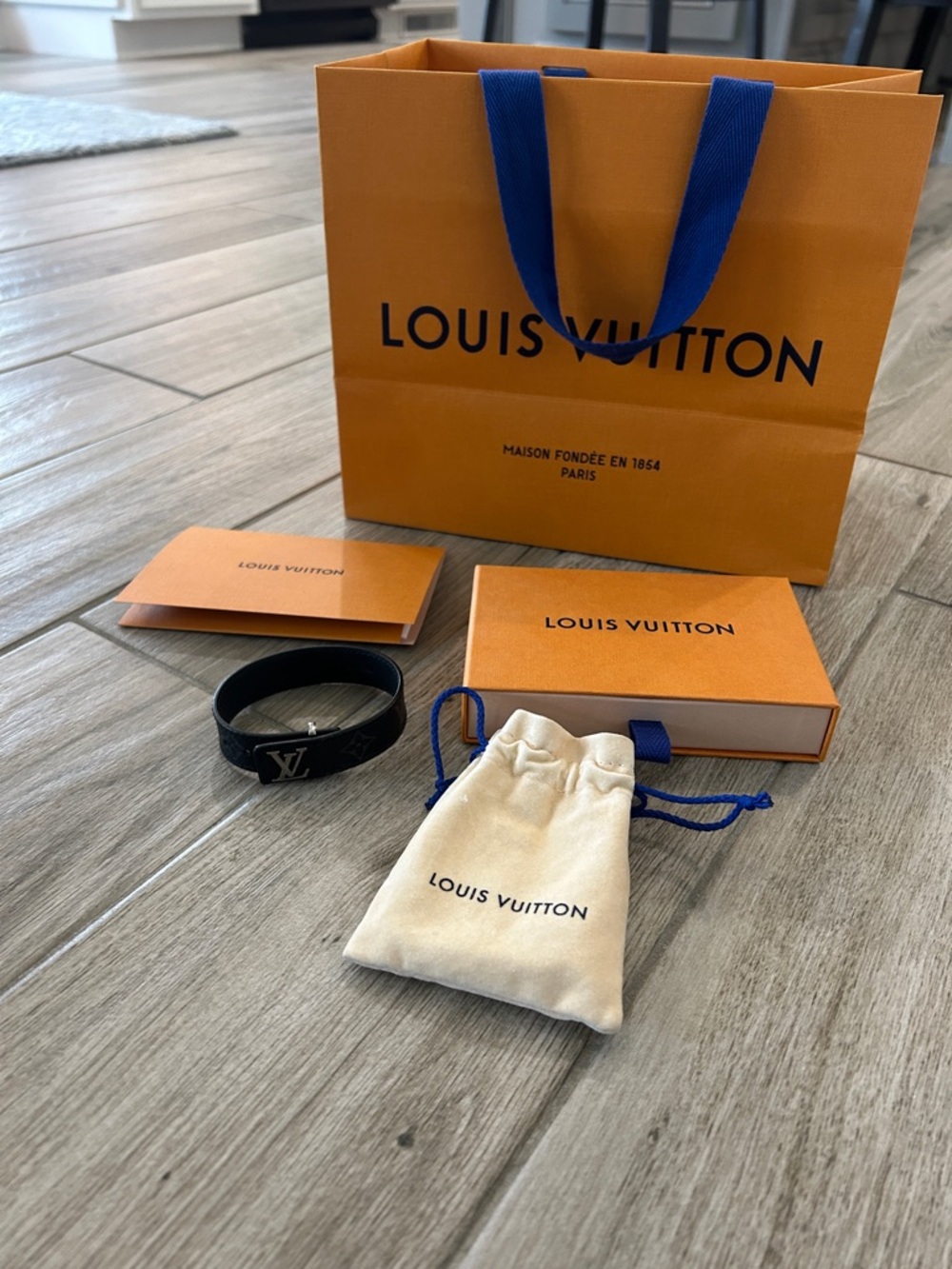 AUTHENTIC Louis Vuitton slim Black Bracelet